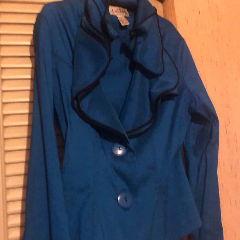 Joseph Ribkoff Blue Ruffled Blazer